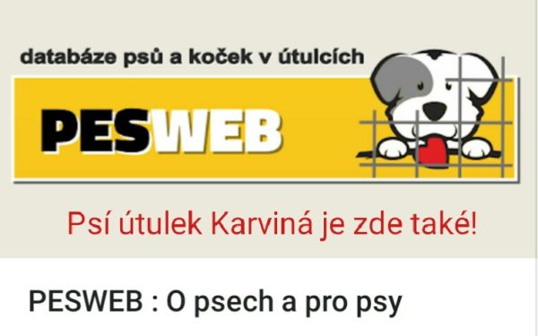 Banner s logem webu www.pesweb.cz - databáze psů a koček v útulcích
